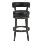 26-Inch Modern Black Faux Leather Swivel Counter Height Bar Stool