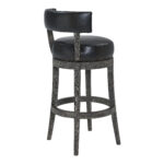 26-Inch Modern Black Faux Leather Swivel Counter Height Bar Stool