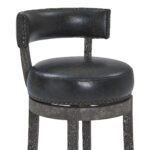 26-Inch Modern Black Faux Leather Swivel Counter Height Bar Stool