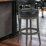 26-Inch Modern Black Faux Leather Swivel Counter Height Bar Stool