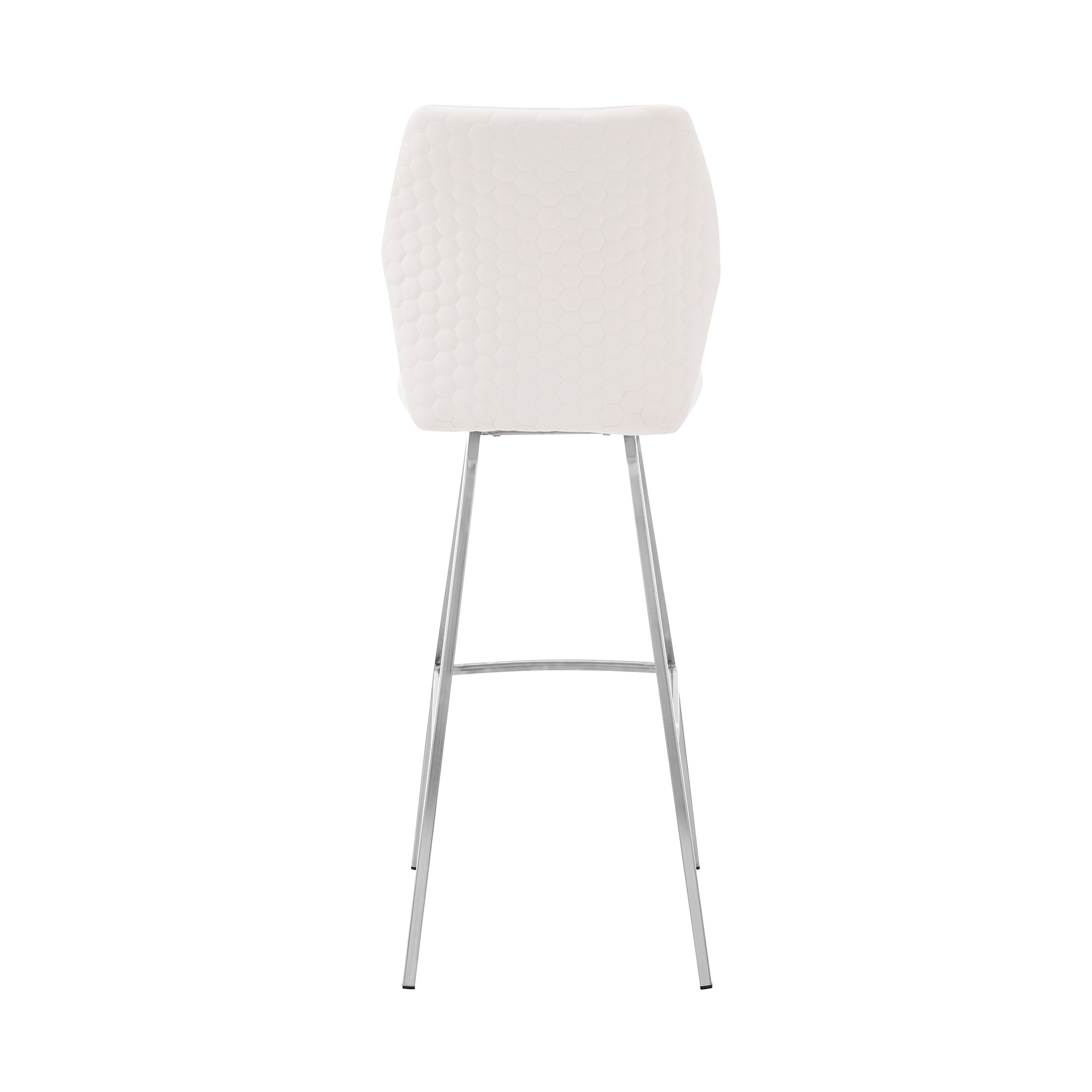 38" White Faux Leather And Iron Modern Bar Stool 6 38" White Faux Leather And Iron Modern Bar Stool - Image 6