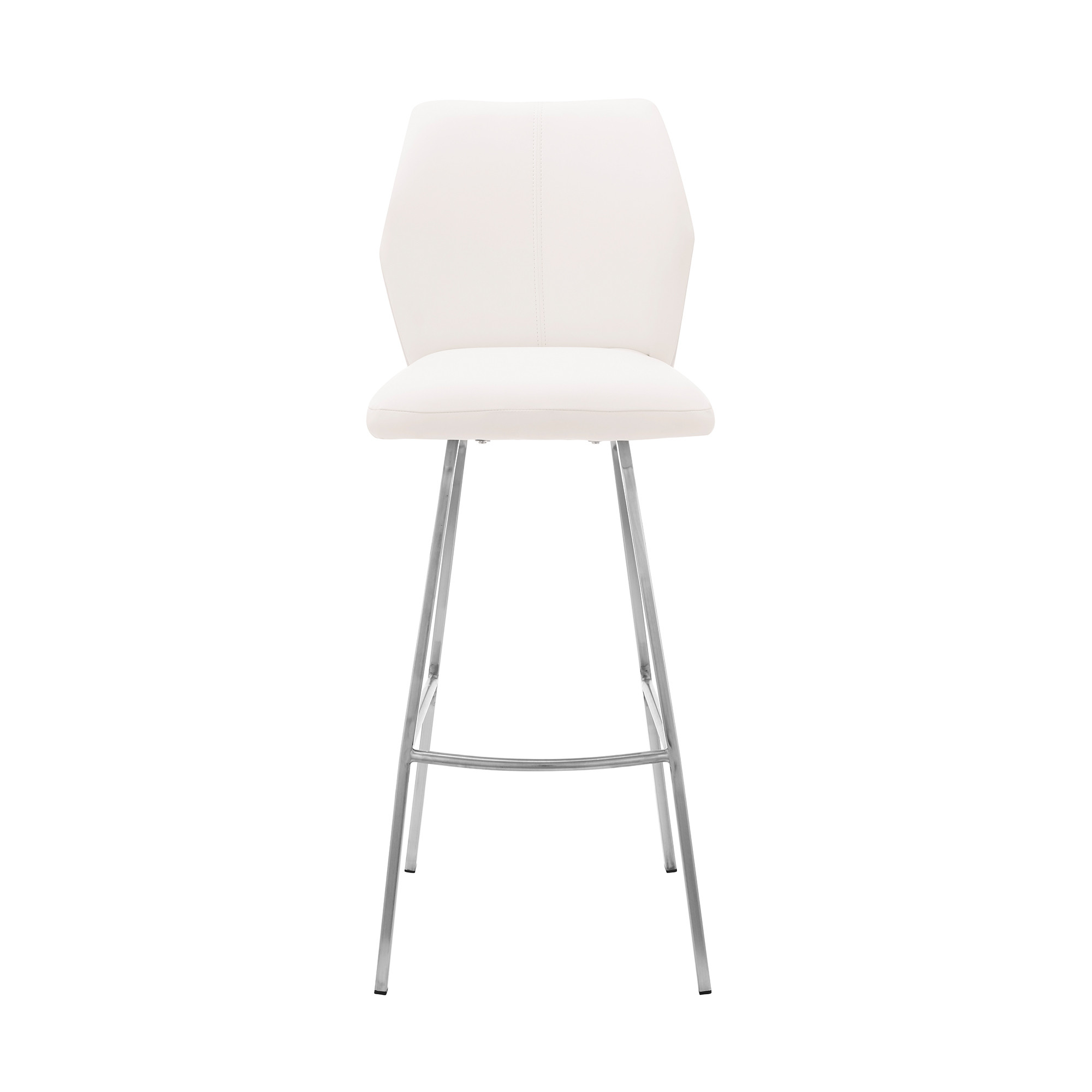 38" White Faux Leather And Iron Modern Bar Stool 3 38" White Faux Leather And Iron Modern Bar Stool - Image 3