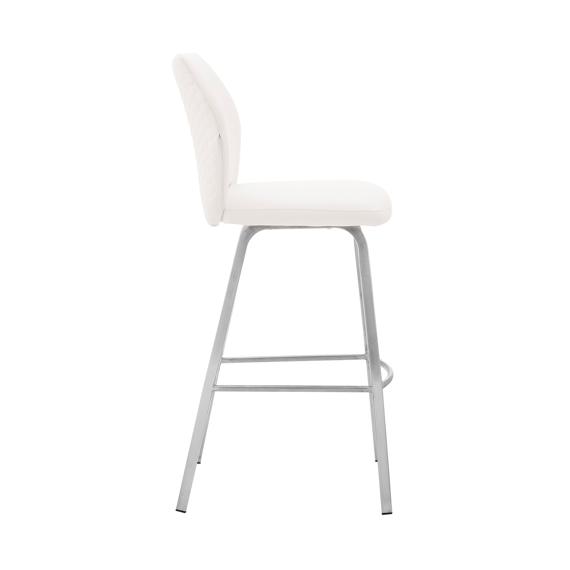 38" White Faux Leather And Iron Modern Bar Stool 4 38" White Faux Leather And Iron Modern Bar Stool - Image 4