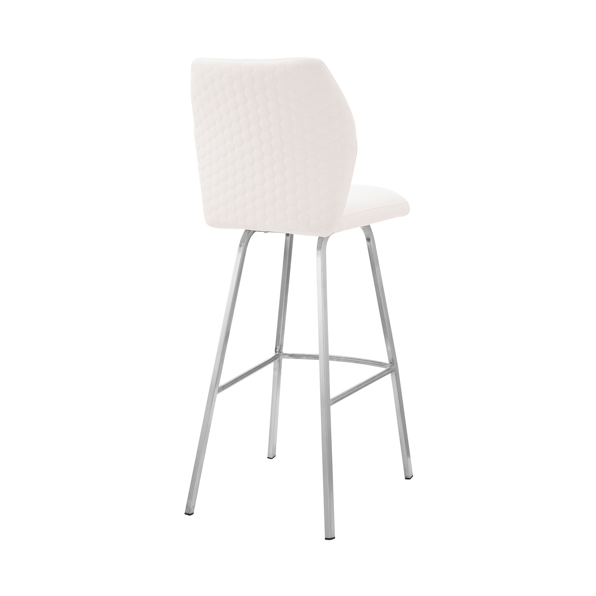 38" White Faux Leather And Iron Modern Bar Stool 5 38" White Faux Leather And Iron Modern Bar Stool - Image 5