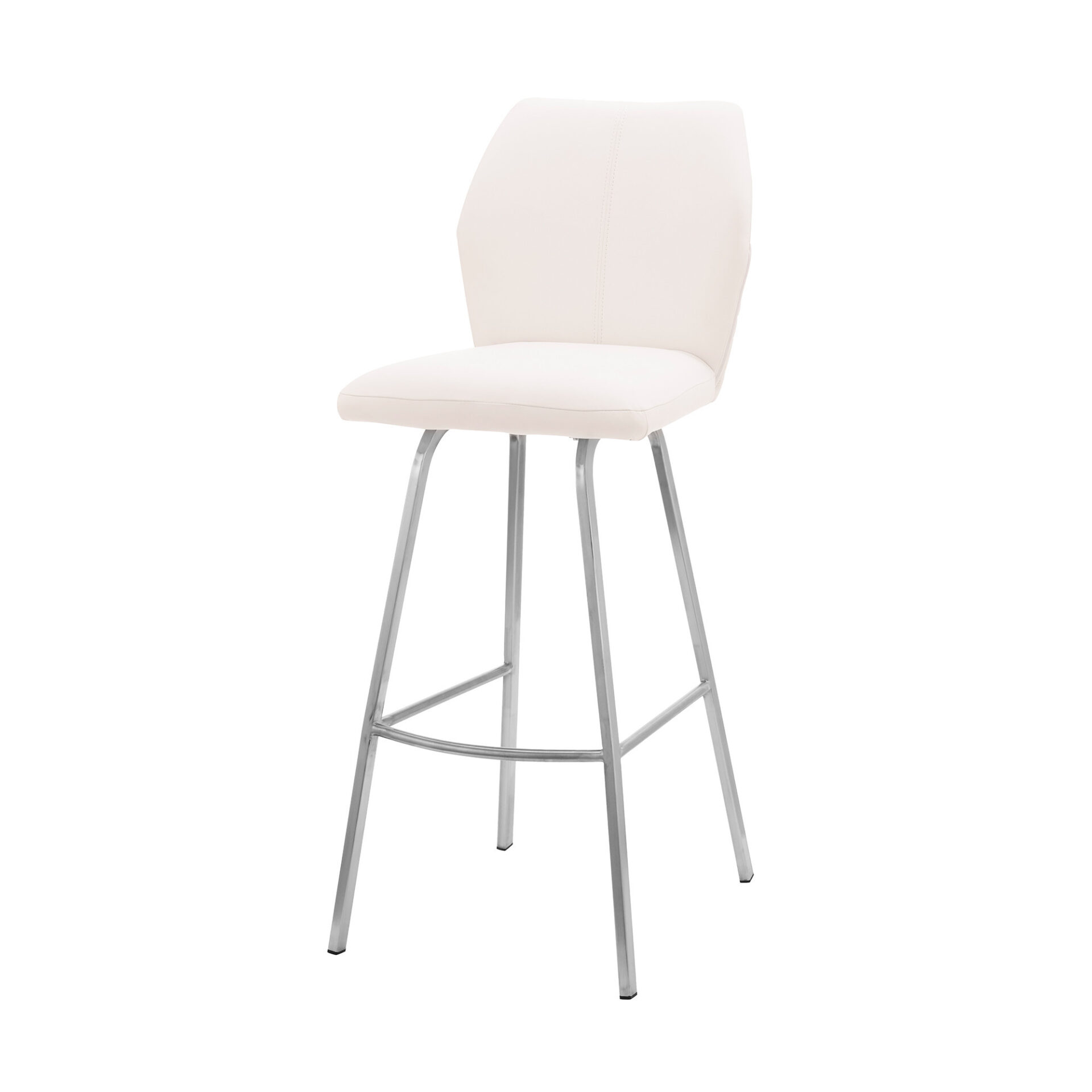 38" White Faux Leather And Iron Modern Bar Stool 7 38" White Faux Leather And Iron Modern Bar Stool - Image 7