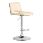 42” Cream Faux Leather Adjustable Swivel Bar Stool