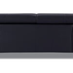 Italian Black and Silver Leather Loveseat with Metal Legs