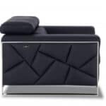 Italian Black and Silver Leather Loveseat with Metal Legs