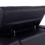 Italian Black and Silver Leather Loveseat with Metal Legs