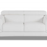 75 Inch White and Black Italian Leather Loveseat
