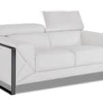 75 Inch White and Black Italian Leather Loveseat
