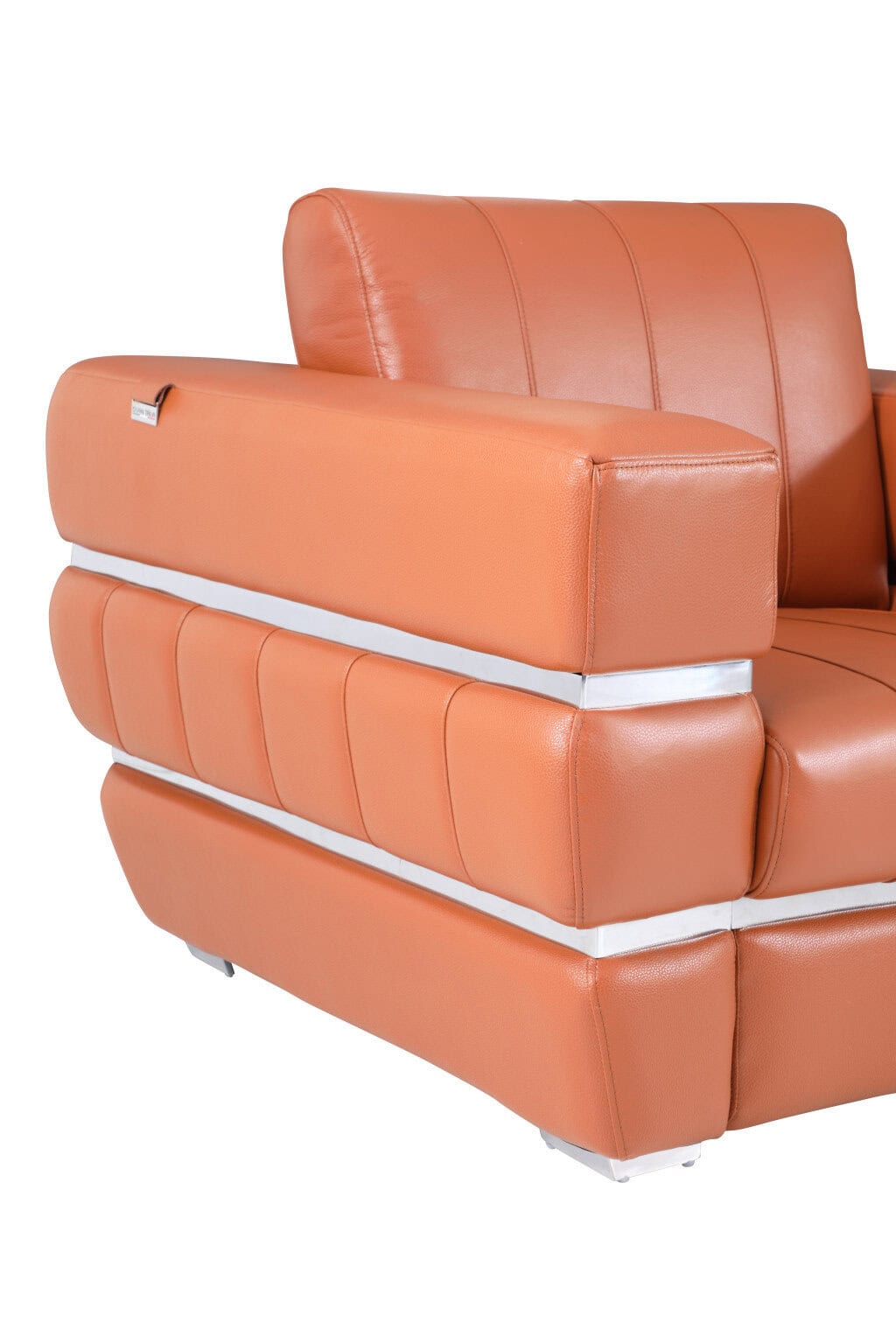 Italian Camel and Silver Leather Loveseat with Square Arms 75-Inch 6 Italian Camel and Silver Leather Loveseat with Square Arms 75-Inch - Image 6