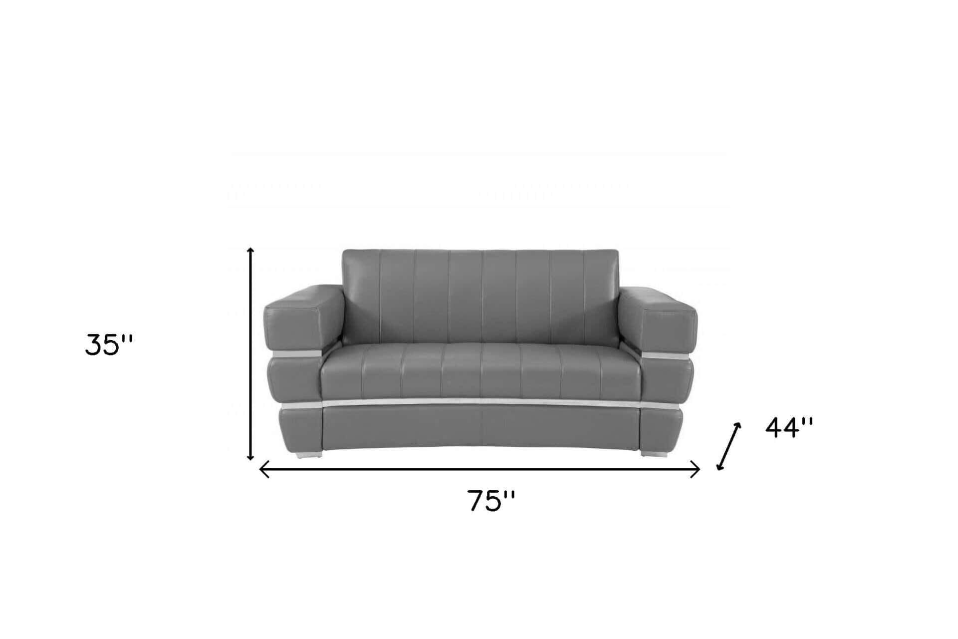 Italian Camel and Silver Leather Loveseat with Square Arms 75-Inch 7 Italian Camel and Silver Leather Loveseat with Square Arms 75-Inch - Image 7