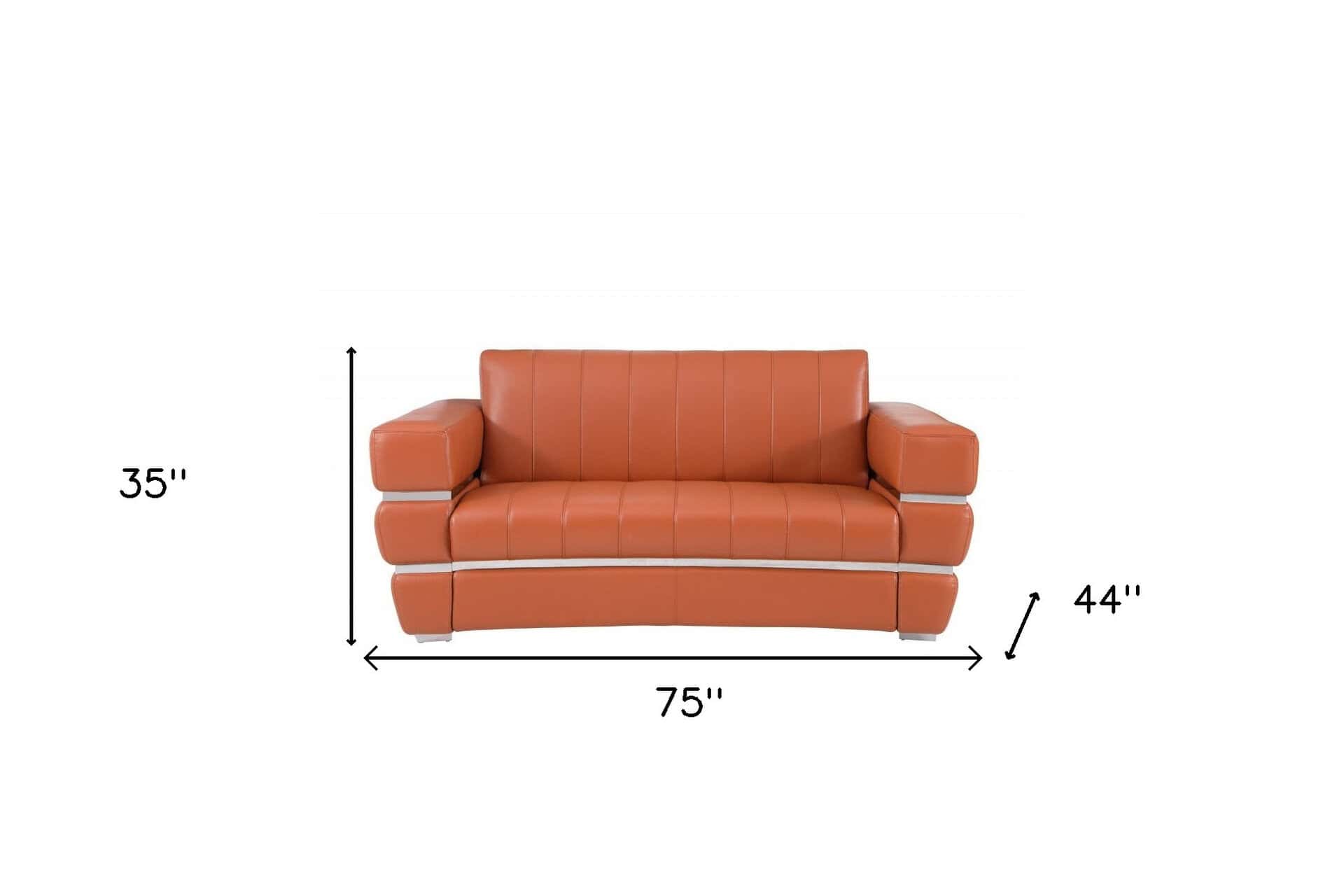 Italian Camel and Silver Leather Loveseat with Square Arms 75-Inch 14 Italian Camel and Silver Leather Loveseat with Square Arms 75-Inch