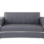 75 Inch Gray and Silver Italian Leather Loveseat for Two