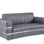 75 Inch Gray and Silver Italian Leather Loveseat for Two