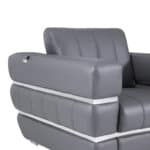 75 Inch Gray and Silver Italian Leather Loveseat for Two