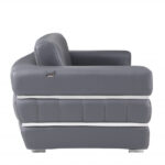75 Inch Gray and Silver Italian Leather Loveseat for Two