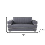75 Inch Gray and Silver Italian Leather Loveseat for Two