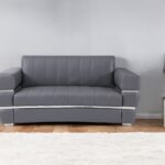 75 Inch Gray and Silver Italian Leather Loveseat for Two
