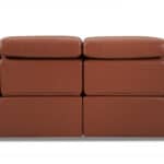 Italian Leather Camel Power Reclining Loveseat with Silver Legs