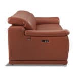 Italian Leather Camel Power Reclining Loveseat with Silver Legs