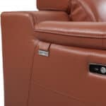 Italian Leather Camel Power Reclining Loveseat with Silver Legs