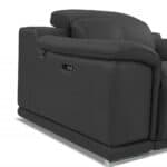 Gray and Silver Italian Leather Power Reclining Loveseat (Seats 2)