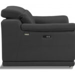 Gray and Silver Italian Leather Power Reclining Loveseat (Seats 2)