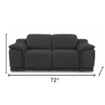 Gray and Silver Italian Leather Power Reclining Loveseat (Seats 2)