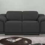 Gray and Silver Italian Leather Power Reclining Loveseat (Seats 2)