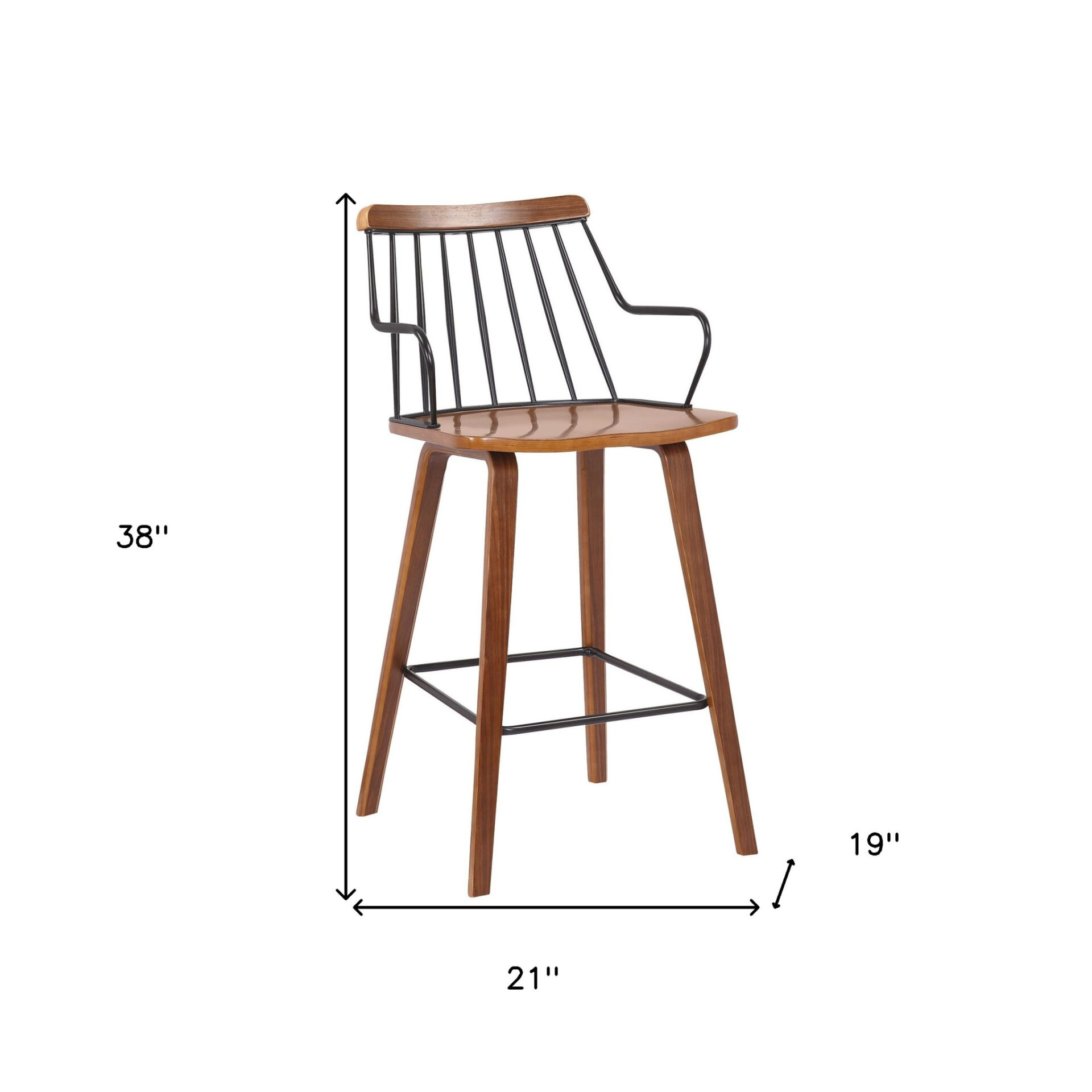 26-Inch Brown Wood and Iron Counter Height Bar Stool 9 26-Inch Brown Wood and Iron Counter Height Bar Stool - Image 9