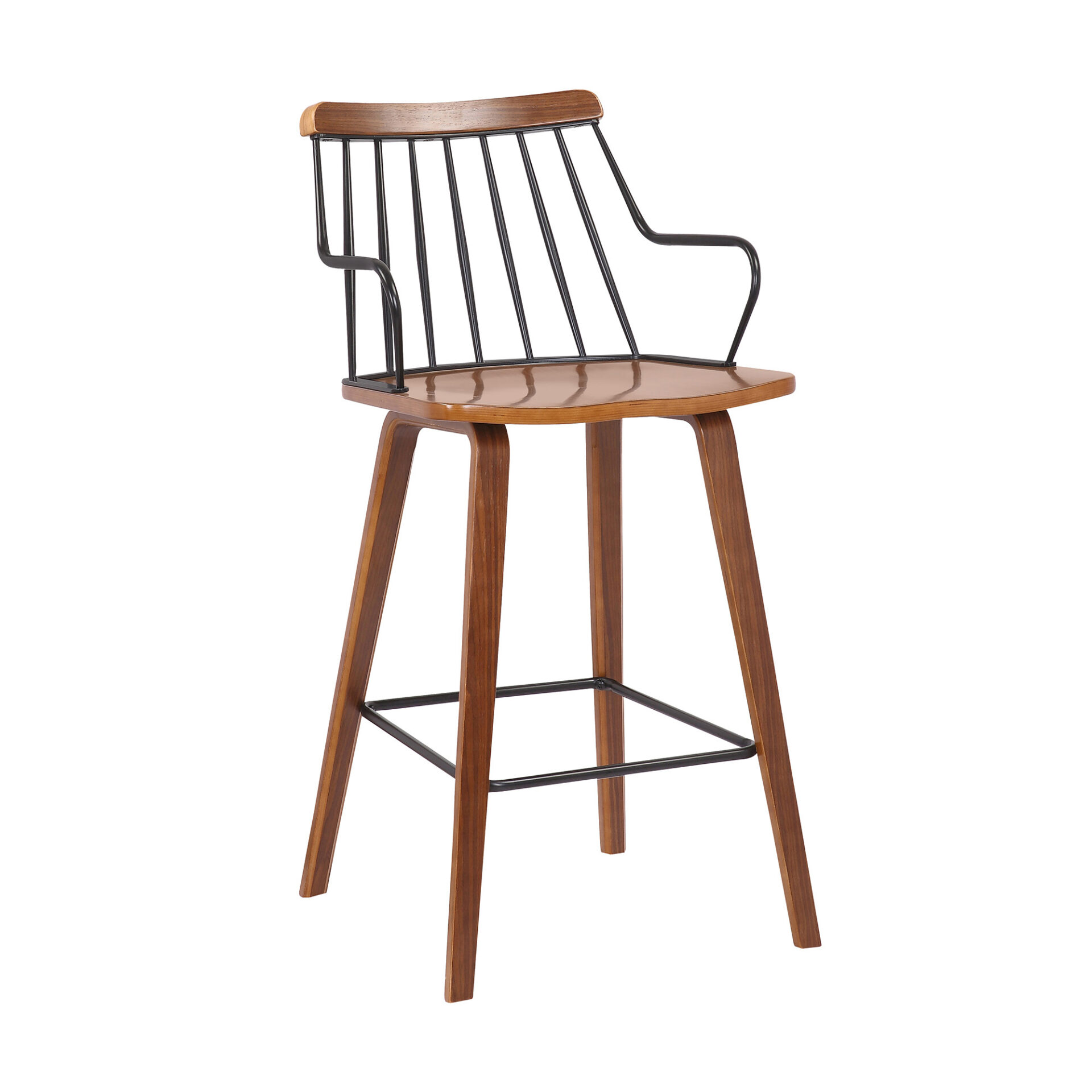 26-Inch Brown Wood and Iron Counter Height Bar Stool 2 26-Inch Brown Wood and Iron Counter Height Bar Stool - Image 2