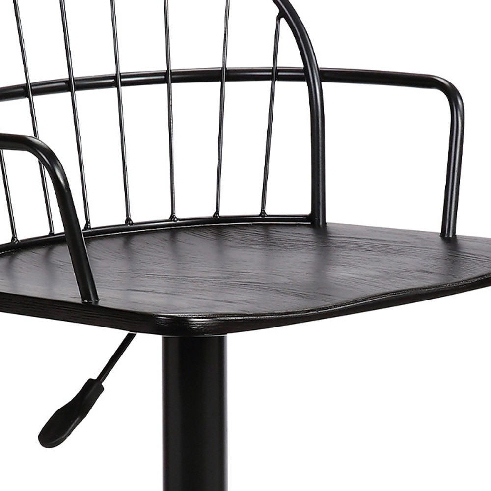 23 Inch Adjustable Black Wood and Metal Bar Stool 7 23 Inch Adjustable Black Wood and Metal Bar Stool - Image 7