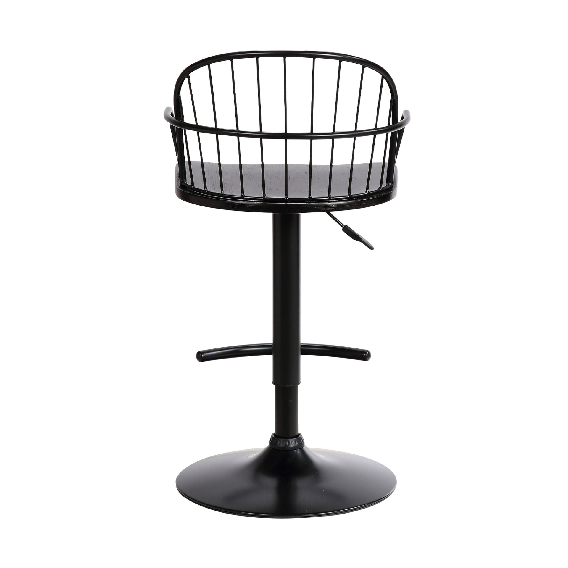 23 Inch Adjustable Black Wood and Metal Bar Stool 6 23 Inch Adjustable Black Wood and Metal Bar Stool - Image 6