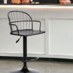 23 Inch Adjustable Black Wood and Metal Bar Stool 11 23 Inch Adjustable Black Wood and Metal Bar Stool