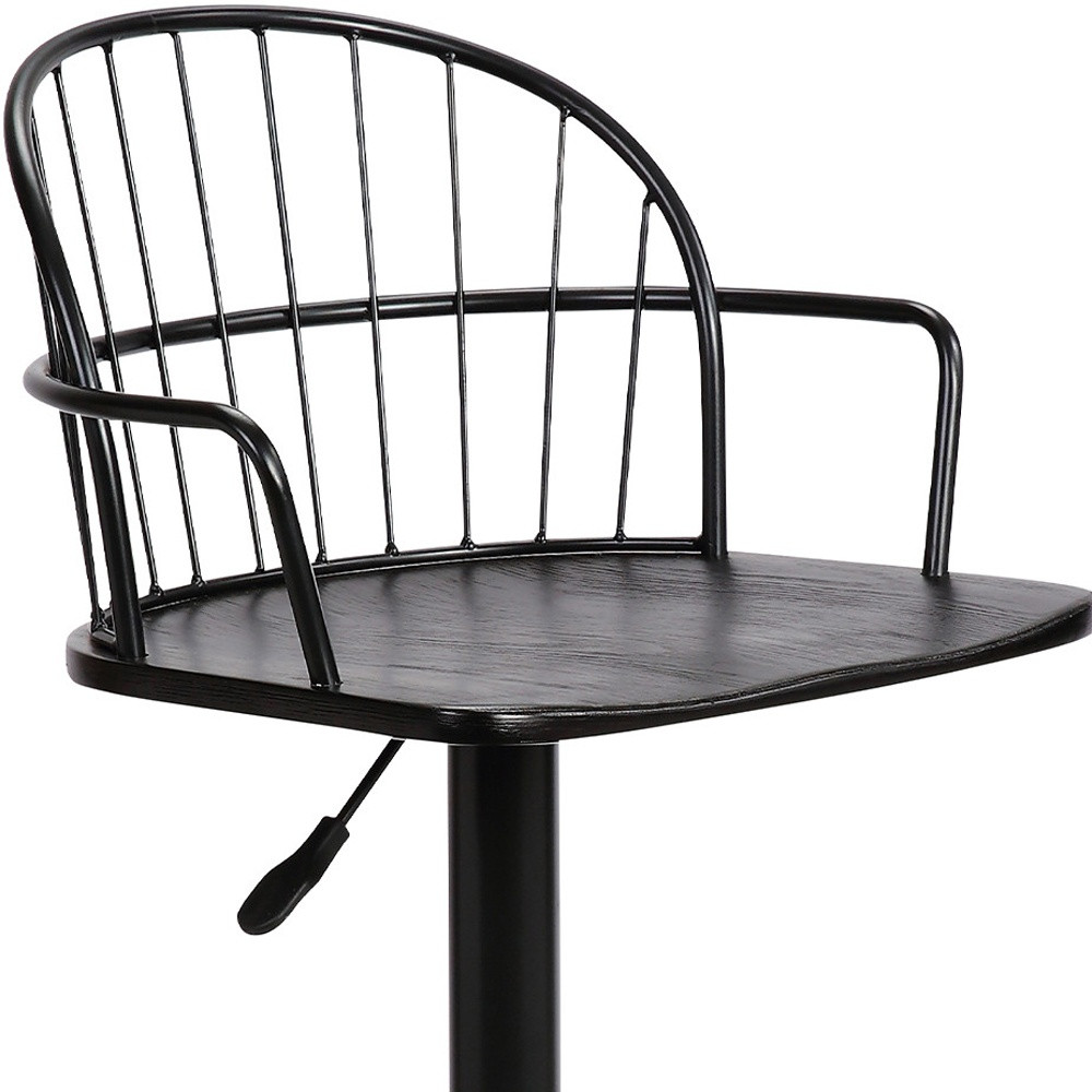 23 Inch Adjustable Black Wood and Metal Bar Stool 8 23 Inch Adjustable Black Wood and Metal Bar Stool - Image 8