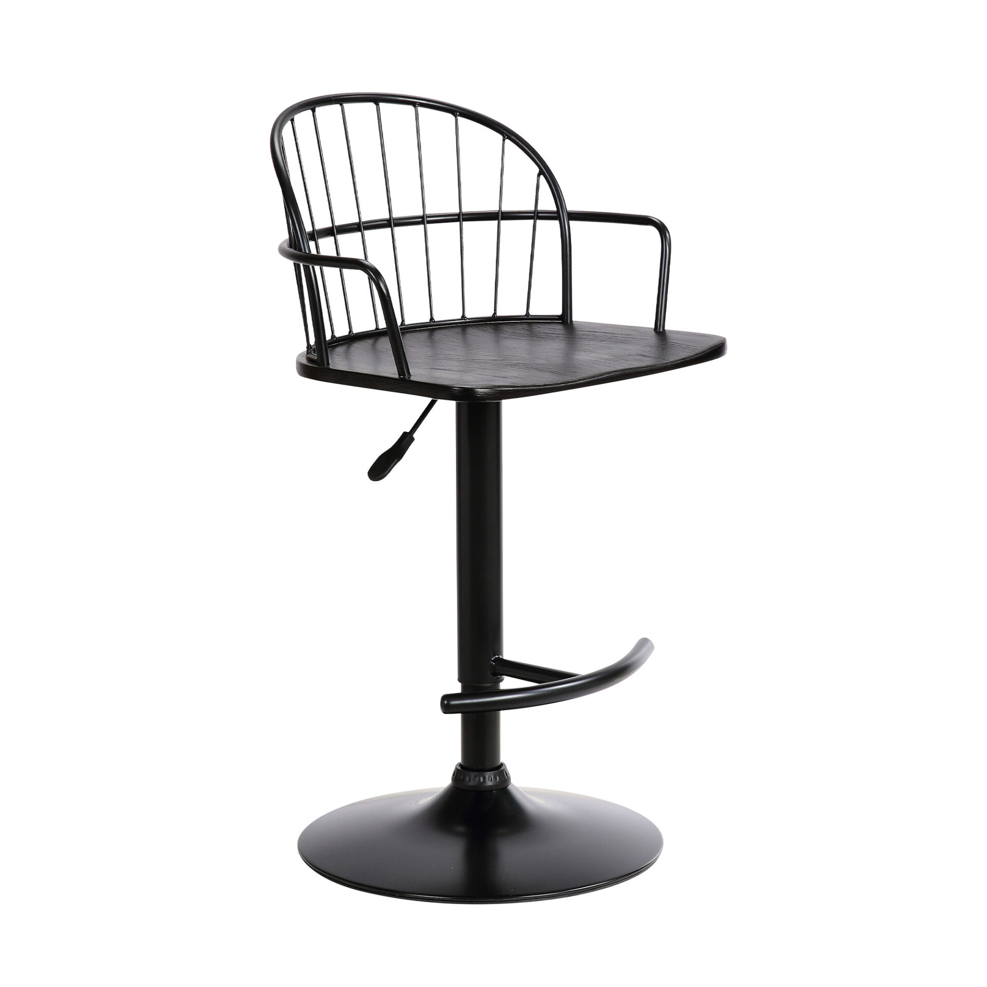 23 Inch Adjustable Black Wood and Metal Bar Stool 1 23 Inch Adjustable Black Wood and Metal Bar Stool