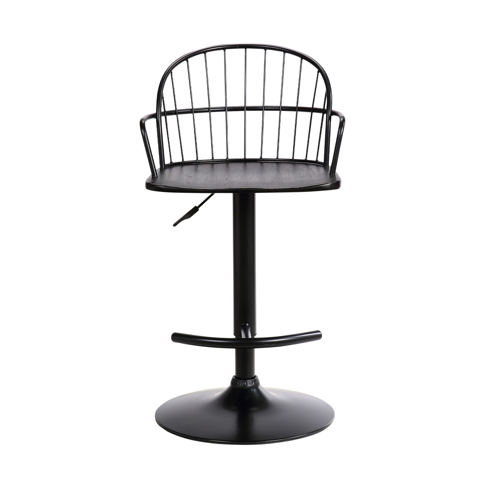 23 Inch Adjustable Black Wood and Metal Bar Stool 3 23 Inch Adjustable Black Wood and Metal Bar Stool - Image 3
