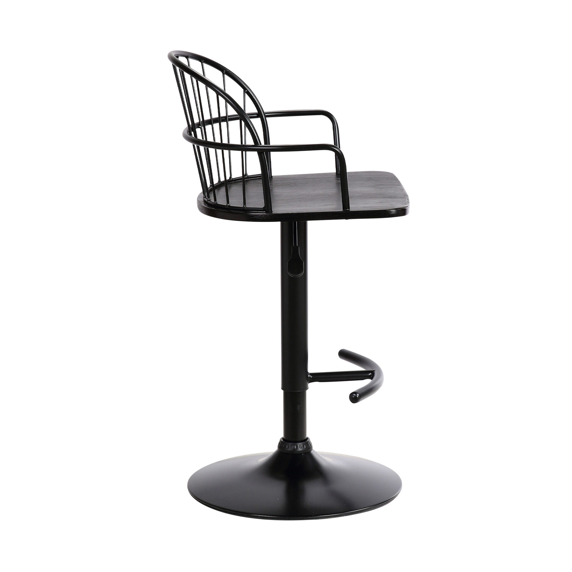 23 Inch Adjustable Black Wood and Metal Bar Stool 4 23 Inch Adjustable Black Wood and Metal Bar Stool - Image 4