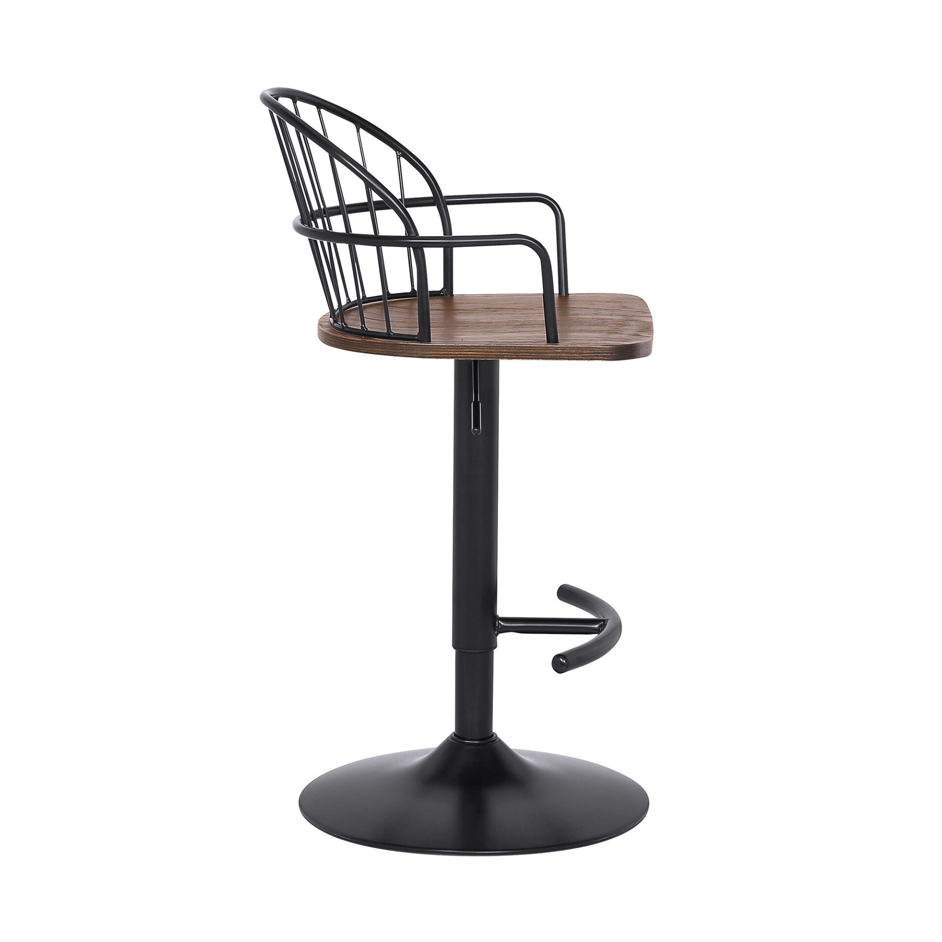 23 Inch Adjustable Walnut and Black Modern Industrial Bar Stool 3 23 Inch Adjustable Walnut and Black Modern Industrial Bar Stool - Image 3
