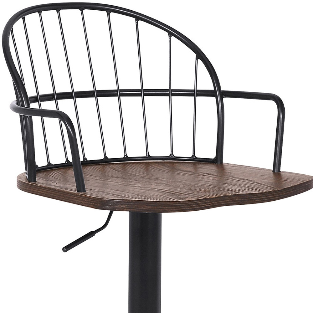23 Inch Adjustable Walnut and Black Modern Industrial Bar Stool 7 23 Inch Adjustable Walnut and Black Modern Industrial Bar Stool - Image 7