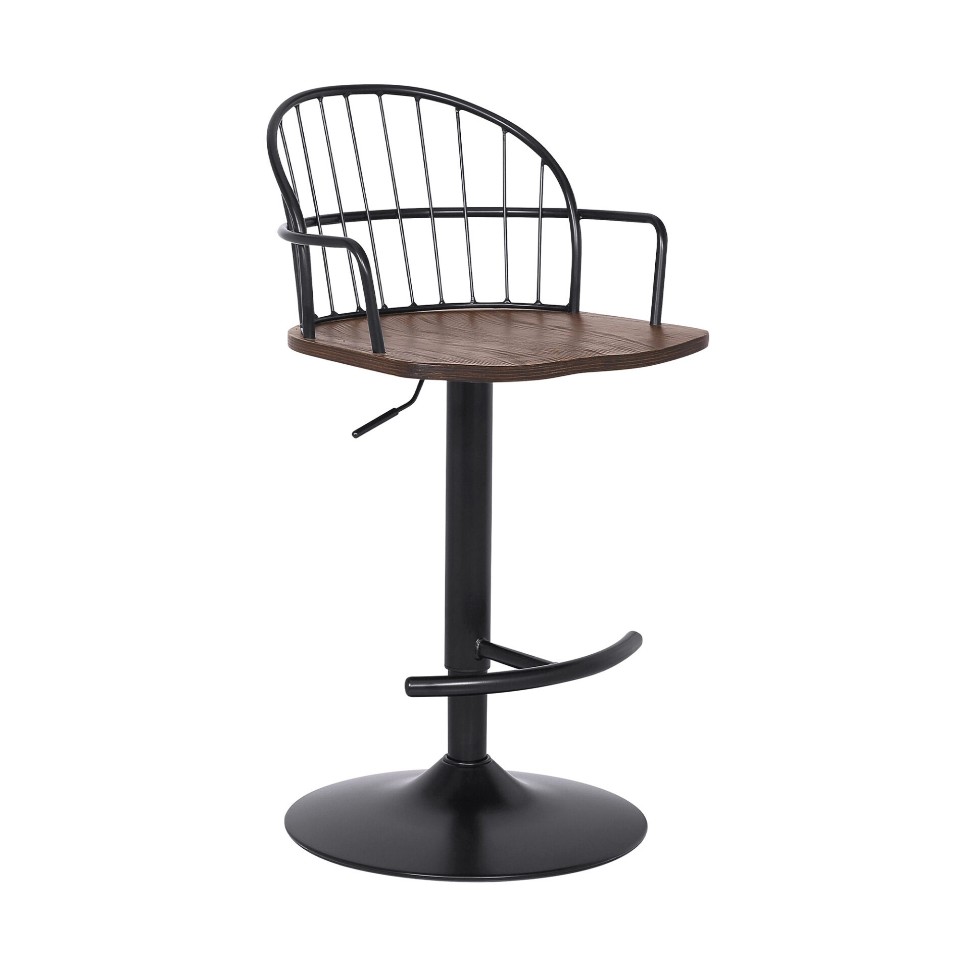 23 Inch Adjustable Walnut and Black Modern Industrial Bar Stool 1 23 Inch Adjustable Walnut and Black Modern Industrial Bar Stool