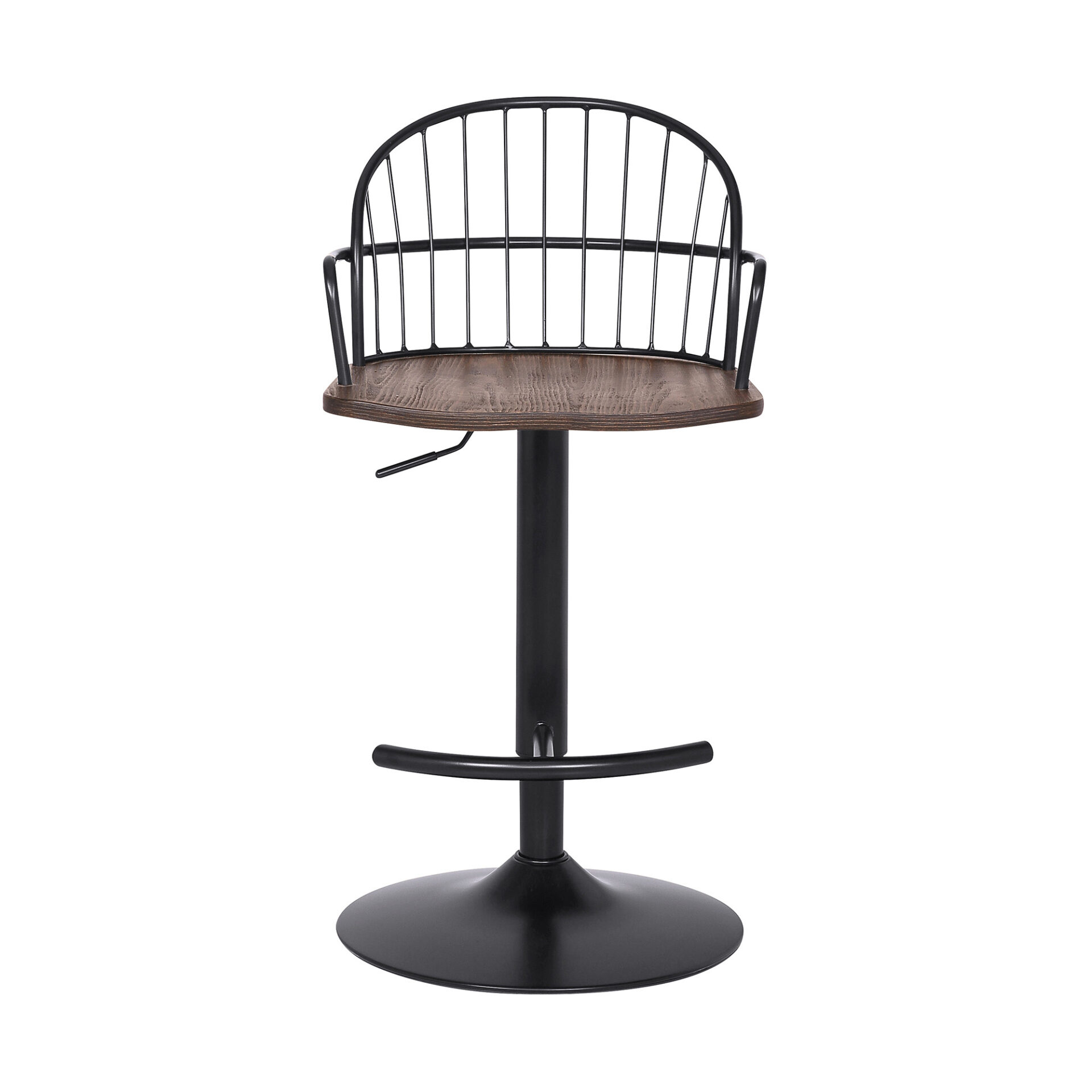 23 Inch Adjustable Walnut and Black Modern Industrial Bar Stool 2 23 Inch Adjustable Walnut and Black Modern Industrial Bar Stool - Image 2