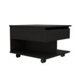 22" Black Lift Top Coffee Table with Drawer and Wheels