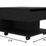 22" Black Lift Top Coffee Table with Drawer and Wheels