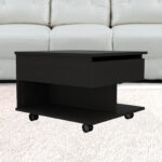 22" Black Lift Top Coffee Table with Drawer and Wheels