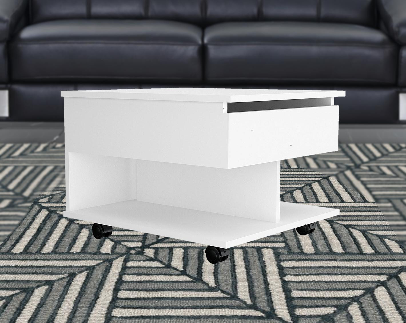 22 Inch White Lift Top Coffee Table With Drawer Wheels 3 22 Inch White Lift Top Coffee Table With Drawer Wheels - Image 3