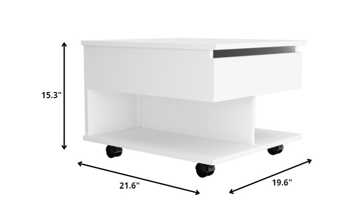 22 Inch White Lift Top Coffee Table With Drawer Wheels 6 22 Inch White Lift Top Coffee Table With Drawer Wheels - Image 6