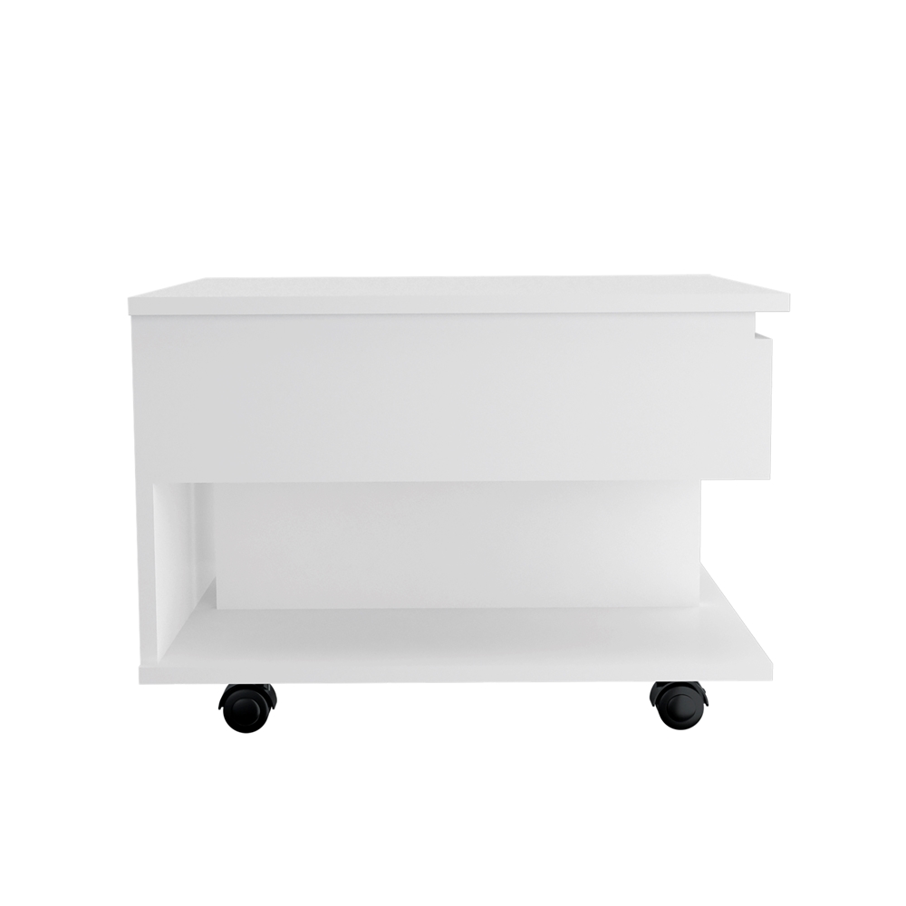 22 Inch White Lift Top Coffee Table With Drawer Wheels 2 22 Inch White Lift Top Coffee Table With Drawer Wheels - Image 2